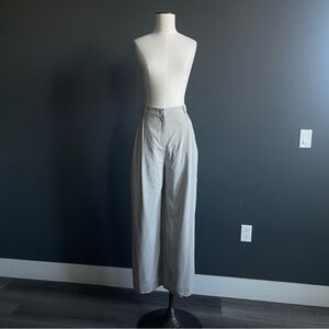 Loeuvre Beige Linen Pleated Wide Leg Trousers Minimal Tailored Pant